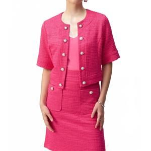 NEW JOSEPH RIBKOFF bouclé cropped jacket in pink